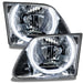 1997-2003 Ford F-150/F-250 Super Duty Pre-Assembled Halo Headlights - Chrome Housing with white halos.