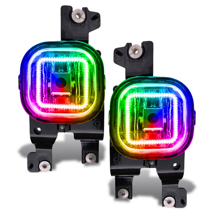 Ford Super Duty fog lights with rainbow halos.