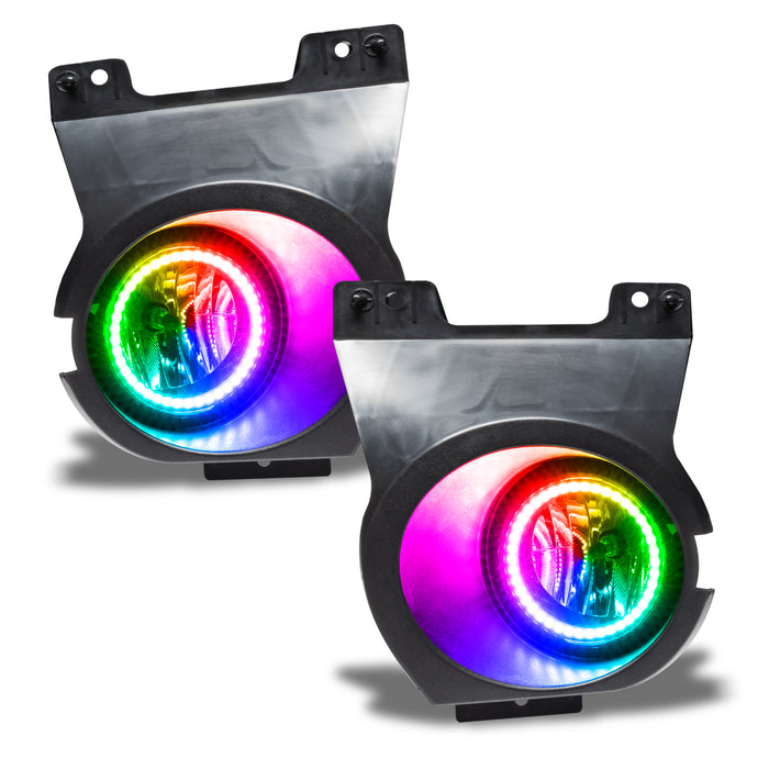 2011-2014 Ford F-150 Pre-Assembled Halo Fog Lights with ColorSHIFT LED halo rings.