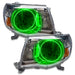 2005-2011 Toyota Tacoma Pre-Assembled Halo Headlights with green LED halo rings.