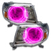 2005-2011 Toyota Tacoma Pre-Assembled Halo Headlights with pink LED halo rings.