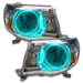 2005-2011 Toyota Tacoma Pre-Assembled Halo Headlights with aqua LED halo rings.