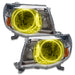 2005-2011 Toyota Tacoma Pre-Assembled Halo Headlights with yellow LED halo rings.
