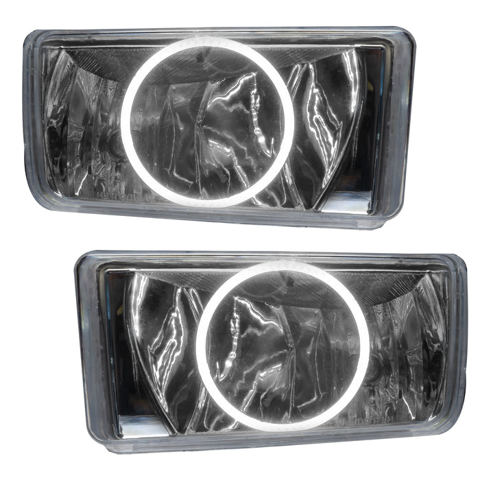 2007-2015 Chevy Silverado Pre-Assembled Fog Lights - Round Style with white LED halo rings.