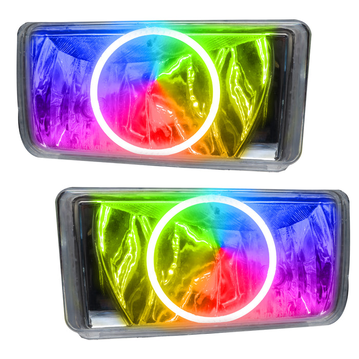 2007-2015 Chevy Silverado Pre-Assembled Fog Lights - Round Style with ColorSHIFT LED halo rings.