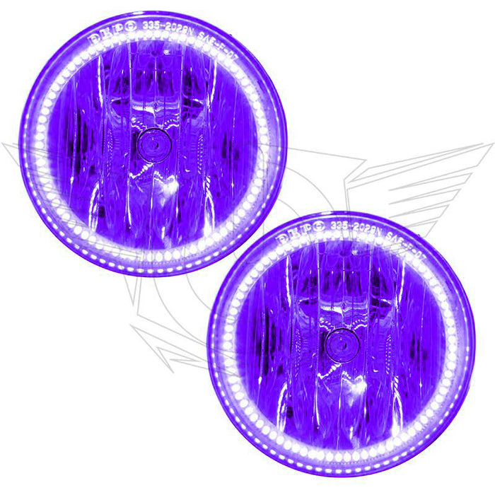 2014-2015 GMC Sierra 1500 Pre-Assembled Fog Lights with purple LED halo rings.