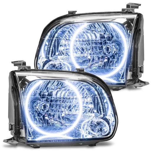 2005-2006 Toyota Tundra Double Cab Pre-Assembled Headlights with white LED halo rings.