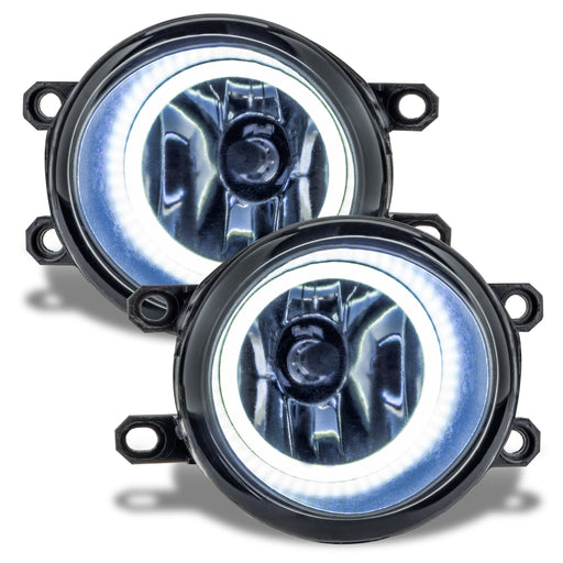 2012-2014 Toyota Prius Pre-Assembled Halo Fog Lights with white halos.