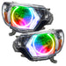 2012-2015 Toyota Tacoma Pre-Assembled Halo Headlights - Chrome with RGB LED halo rings.