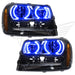 Chevrolet TrailBlazer headlights with blue LED halo rings.