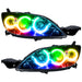 2004-2009 Mazda 3 Pre-Assembled Halo Headlights with RGB LED halo rings.