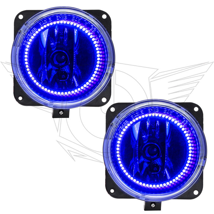 2002 Lincoln LS Pre-Assembled Fog Lights with blue LED halo rings.