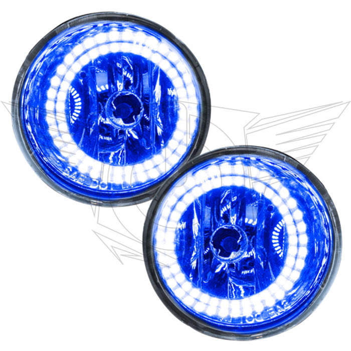 2004-2007 Nissan Armada Pre-Assembled Fog Lights with blue LED halo rings.