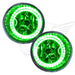 2004-2015 Nissan Titan Pre-Assembled Fog Lights with green LED halo rings.