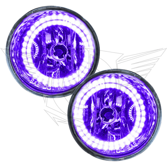 2004-2015 Nissan Titan Pre-Assembled Fog Lights with purple LED halo rings.