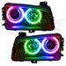 Dodge Charger headlights with ColorSHIFT LED halo rings.