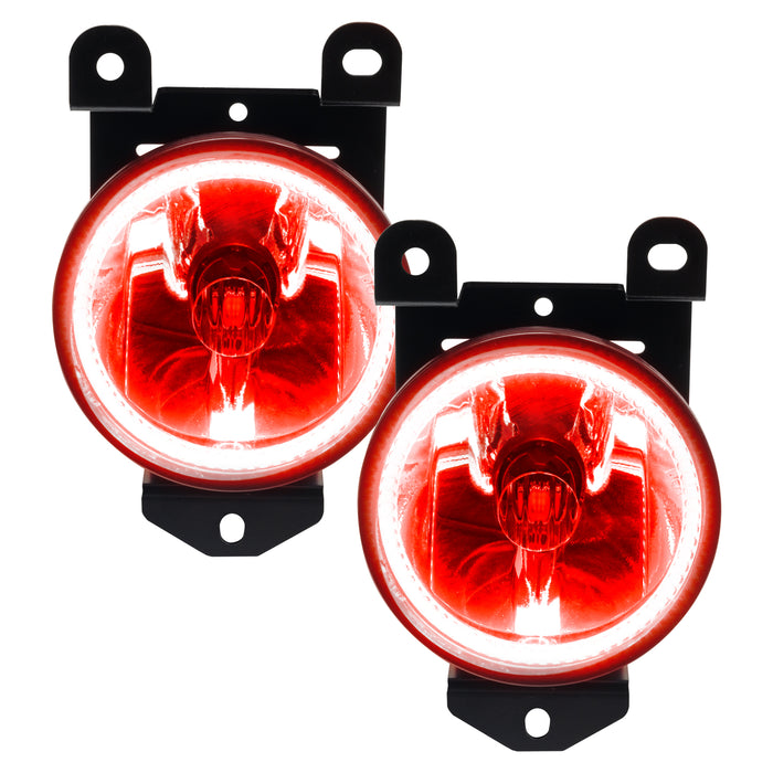 2001-2006 GMC Yukon-Denali Pre-Assembled Halo Fog Lights with red LED halo rings.