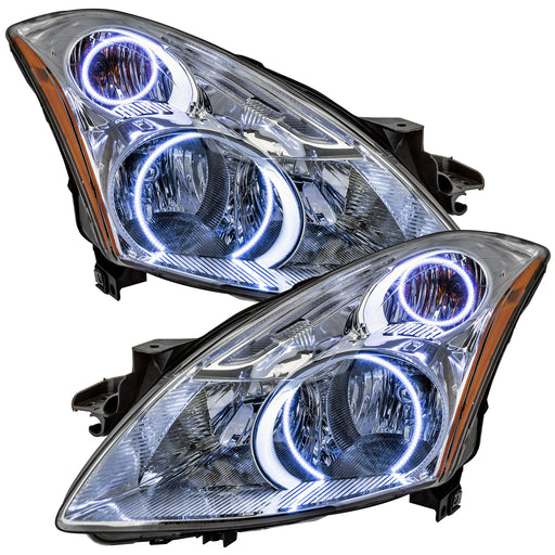 2010-2012 Nissan Altima Sedan Pre-Assembled LED Halo Headlights with white LED halo rings.