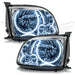 2005-2006 Toyota Tundra Regular/Accessible Cab Pre-Assembled LED Halo Headlights with white halos.