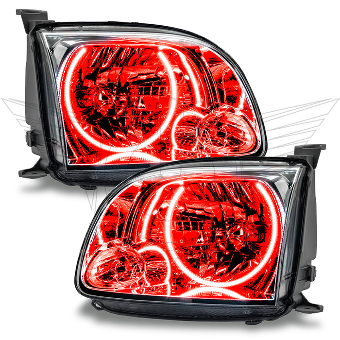 2005-2006 Toyota Tundra Regular/Accessible Cab Pre-Assembled LED Halo Headlights with red halos.