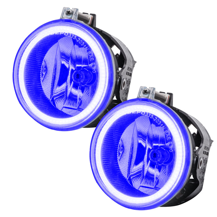 2011-2016 Jeep Patriot Pre-Assembled Halo Fog Lights with purple halos.