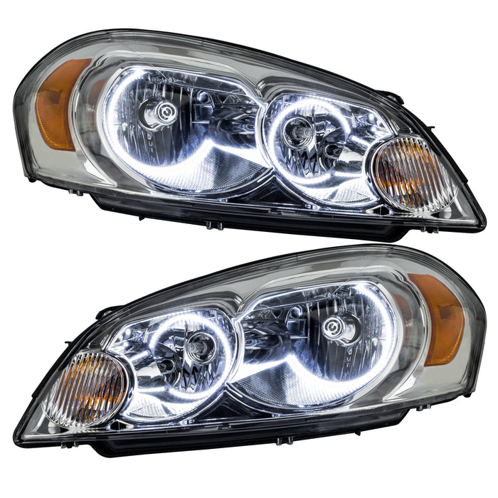 2006-2013 Chevrolet Impala Non-Projector Pre-Assembled Halo Headlights with white LED halo rings.