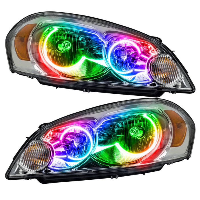 2006-2013 Chevrolet Impala Non-Projector Pre-Assembled Halo Headlights with ColorSHIFT LED halo rings.