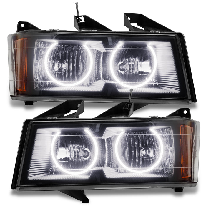 2004-2012 Chevrolet Colorado Pre-Assembled LED Halo Headlights with white halo rings.