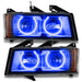 2004-2012 Chevrolet Colorado Pre-Assembled LED Halo Headlights with blue halo rings.