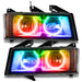 2004-2012 Chevrolet Colorado Pre-Assembled LED Halo Headlights with rainbow halo rings.