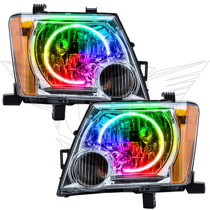 Nissan Xterra headlights with ColorSHIFT LED halo rings.
