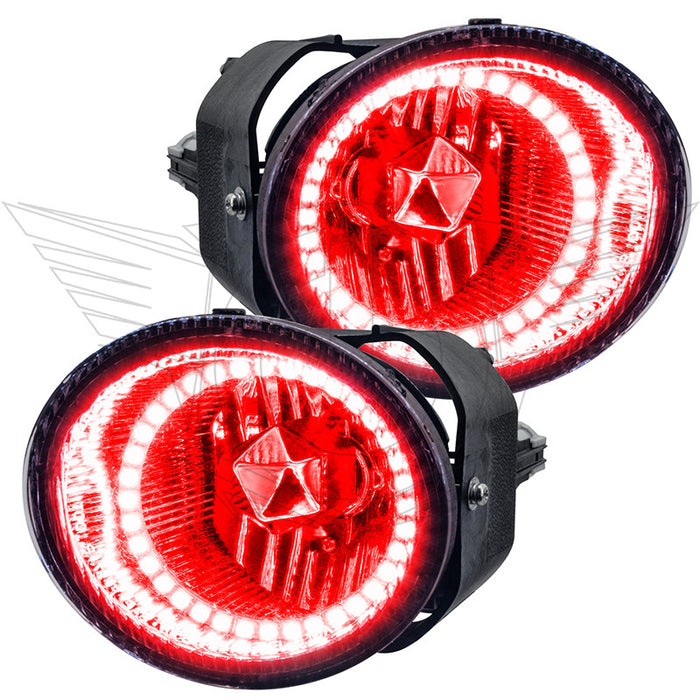 2001-2002 Nissan Frontier Pre-Assembled Fog Lights with red LED halo rings.