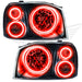 2001-2004 Nissan Frontier Pre-Assembled Halo Headlights-Triple Halos with red LED halo rings.