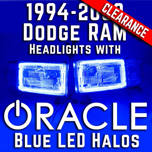 1994-2002 Dodge RAM 1500 Headlights - ORACLE Blue LED SMD Halo Kit Pre-Installed