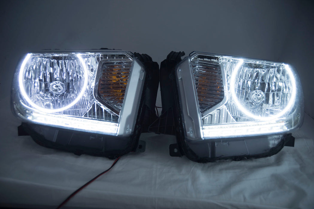 2014-17 Toyota Tundra Headlights - ORACLE White LED Halos + LED Strip Pre-Installed