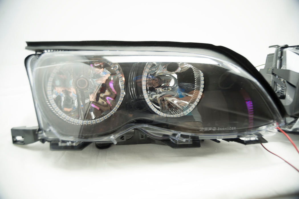 2002-2005 BMW E46 3 Series Headlights - RGB ColorSHIFT Halos + 1.0 Controller