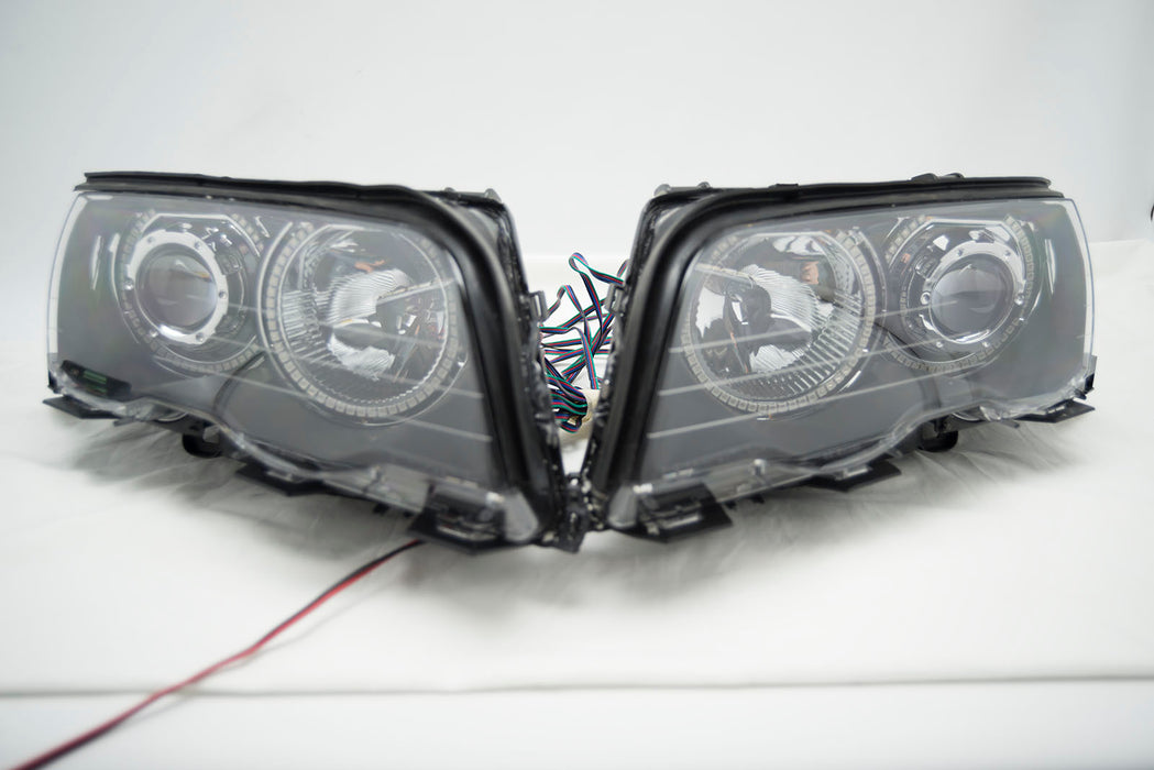 1998-2001 BMW 3 Series Headlights with ORACLE RGB ColorSHIFT Halo Kit + Remote