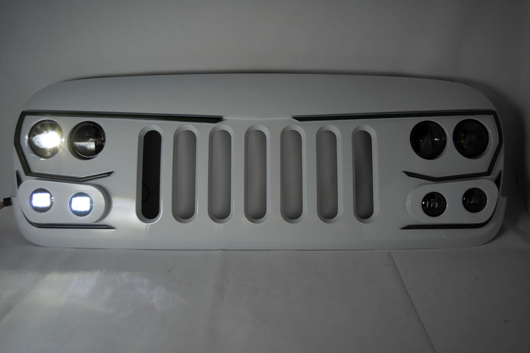 ORACLE Vector Grill BRIGHT WHITE PW7 - 2007-17 Jeep Wrangler w/ LED Headlights, Hi Beams, DRLs