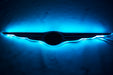 Gen I Chrysler Illuminated LED Rear Wing Emblem with cyan LEDs.