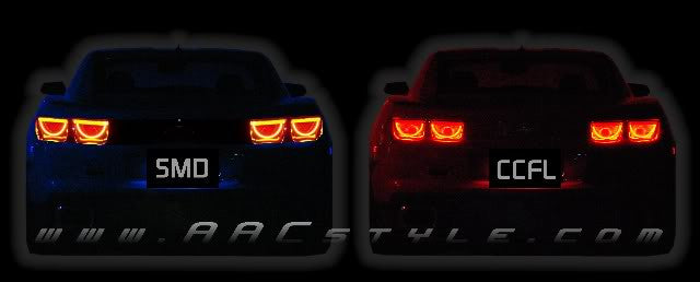 Side by side comparison of SMD versus CCFL Tail Light halos.