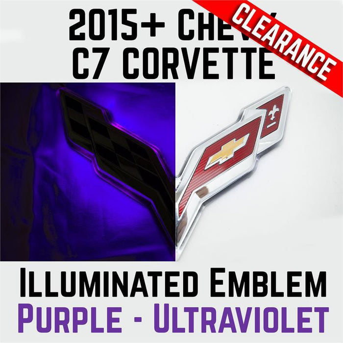 2015-2017 Chevy Corvette C7 Rear Illuminated Flags Emblem - Purple U/V
