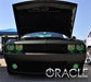 Front view of a Dodge Challenger with green LED headlight and fog light halos installed.