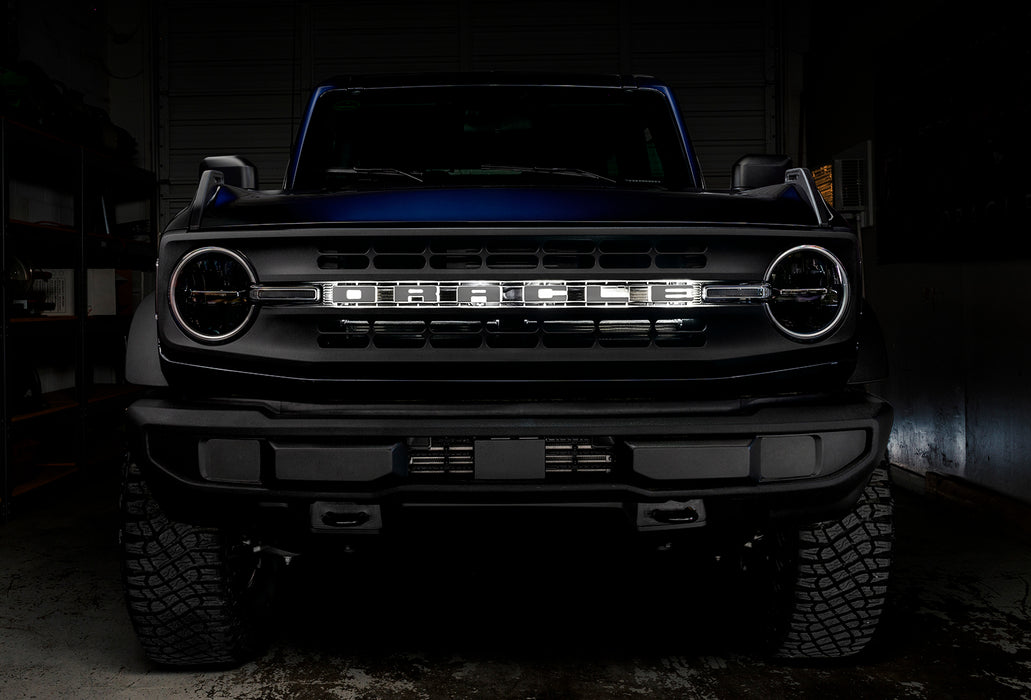 Ford Bronco with illuminated letter badges installed