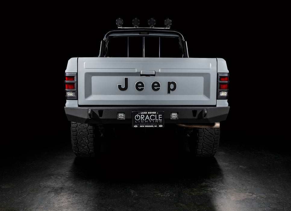 Rear view of Jeep Comanche with flush mount tail lights turned off