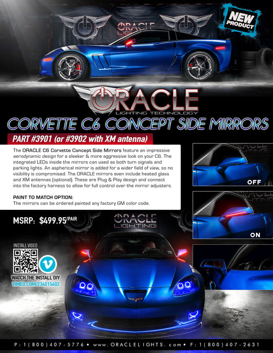 2005-2013 Chevrolet C6 Corvette Concept LED Side Mirrors dealer sheet.