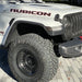 "Smoked Lens" LED Front Sidemarkers installed on a white Jeep.