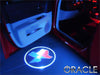 GOBO Projector installed on a car door, projecting the Texas flag..