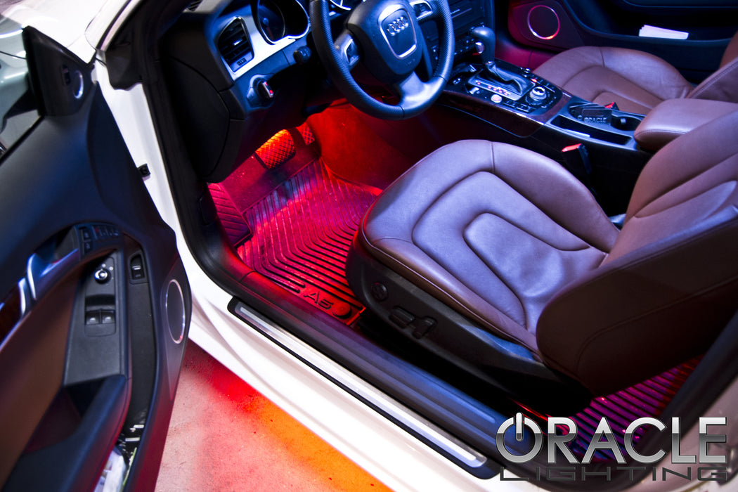 Audi interior with red LED footwell lighting