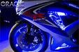 Motorcycle with blue LED lighting