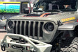Close-up of Oculus Headlights installed on a Jeep Wrangler JL.